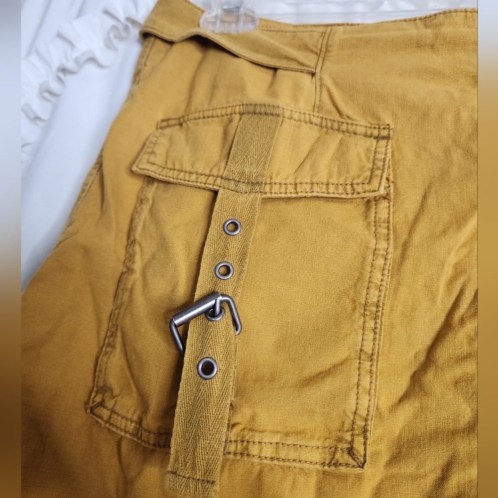 Free People Erika Utility Cargo Mini Skirt in Mustard Yellow Sz 10 - Picture 9 of 9